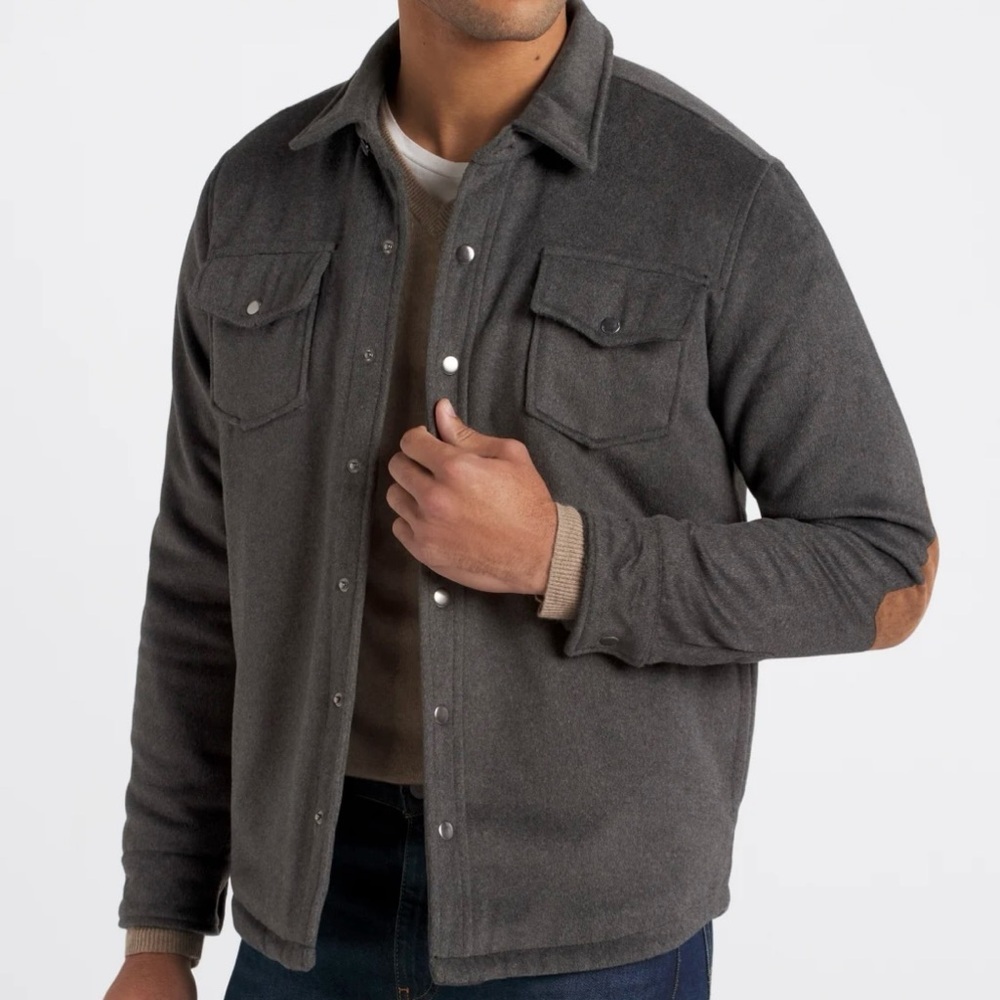BLEECKER & BROAD ASHTON WOOL SHIRT JACKET DARK GREY - XL
